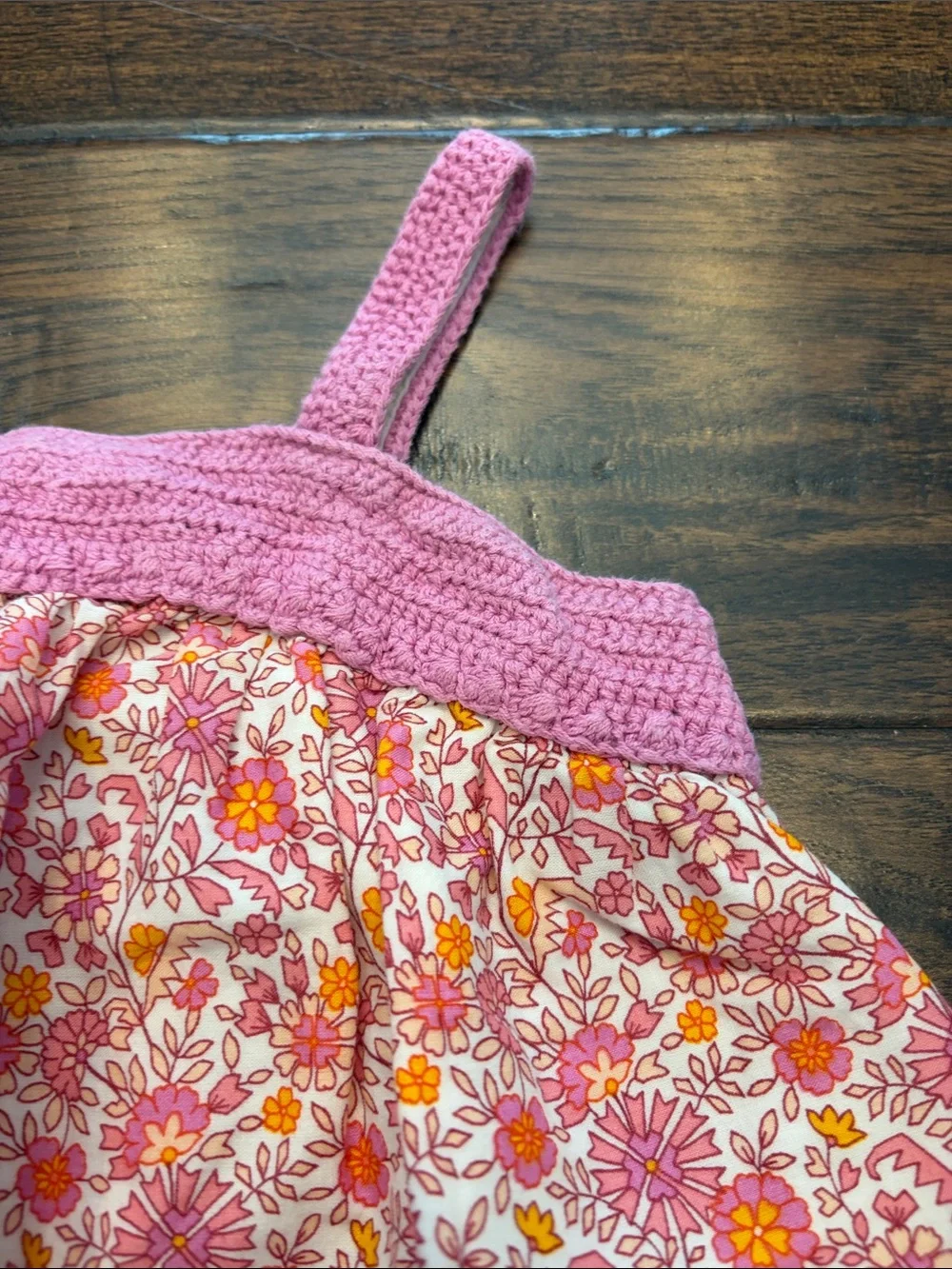 baby GAP Pink Crochet Trim Floral Dress size 3T